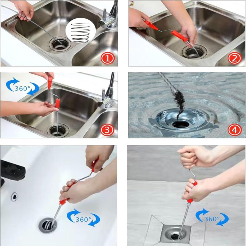 B.K.Jagan and Co Metal Sink & Drain Cleaner Spring Wire Sink Cleaner Snake Unblocker Hair Drain Cleaner 5 Mtr. Length - Image 2