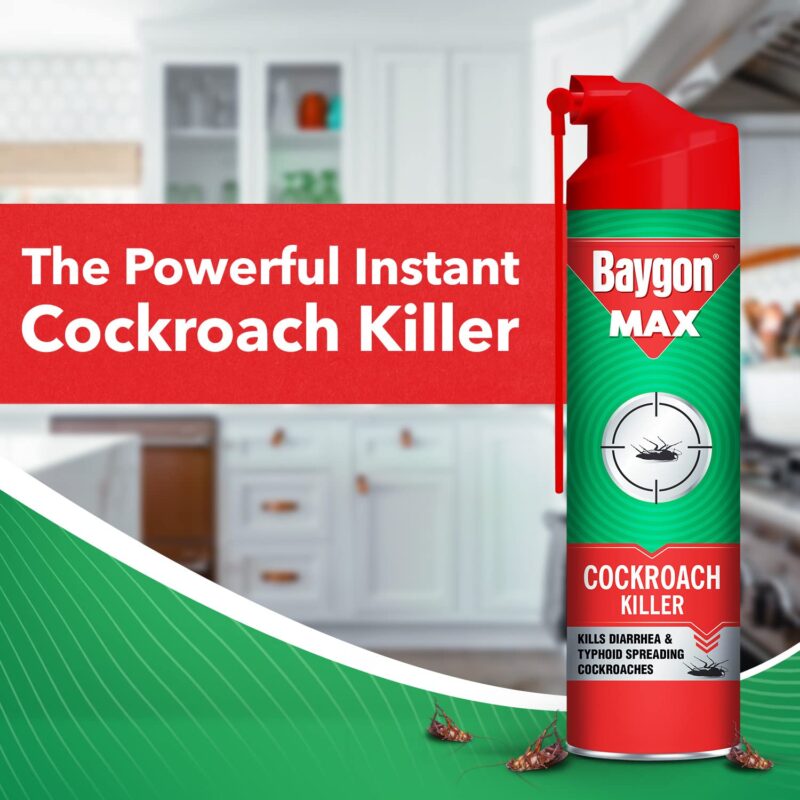 Baygon Max Cockroach Killer Spray, 625ml | Kills Diarrhea and Typhoid Spreading Cockroaches | 360 Degree Deep-Reach MaxiWand | Lasts Up To 4 Weeks - Image 8