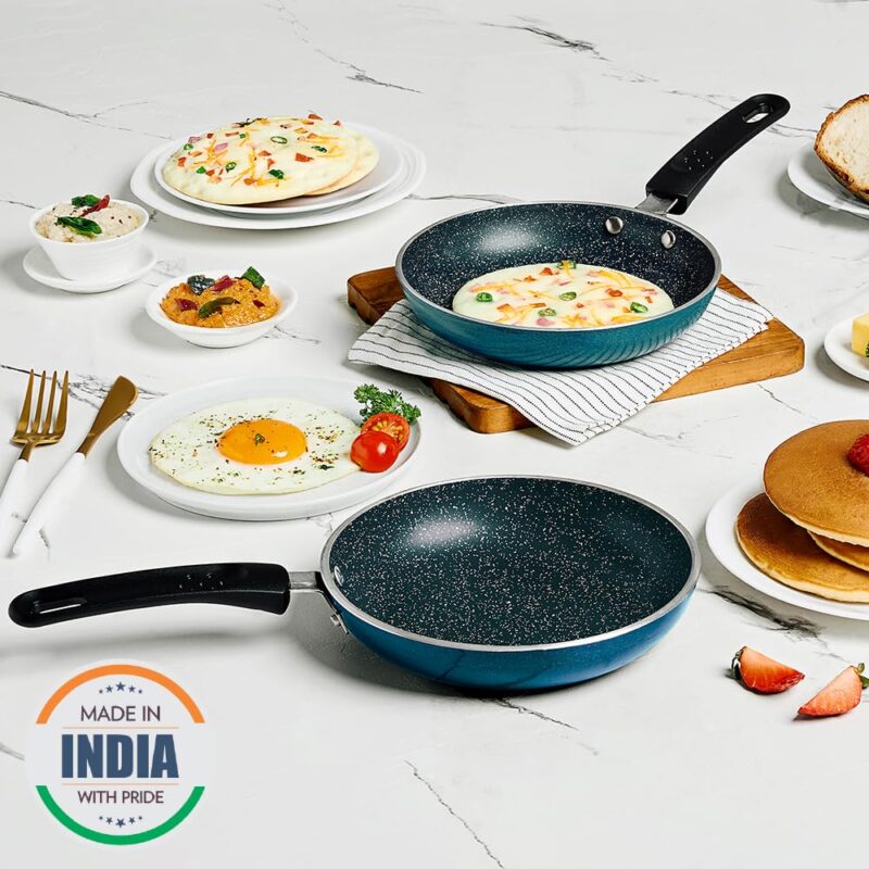 Borosil ProChef Non-Stick Mini Fry Pan 18 cm | Gas Stove Compatible, Thick Uniform Body for Even Heating | PFOA Free, Blue Exterior, Stir Frying Pan for Eggs, Cutlets, 1 Year Warranty - Image 2