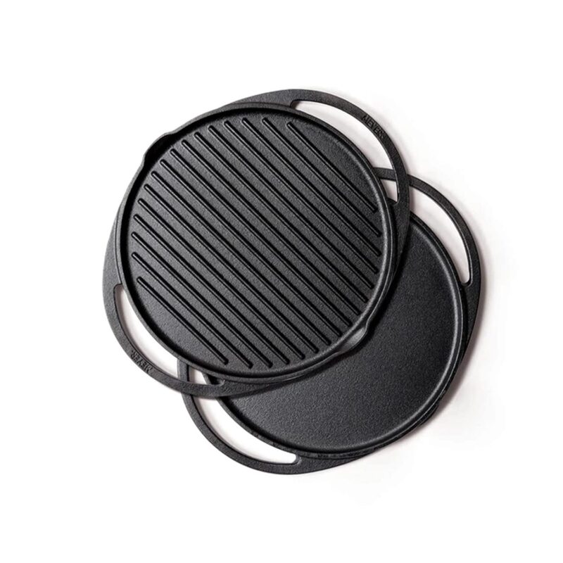 Meyer Pre-Seasoned Cast Iron 2 in 1 Grill and Griddle Pan | Cast Iron Tawa for Dosa | Iron Cookware for Kitchen | Roti Tawa Cast Iron | Cast Iron Grill Pan | Iron Tava Big Size, 30cm, Black