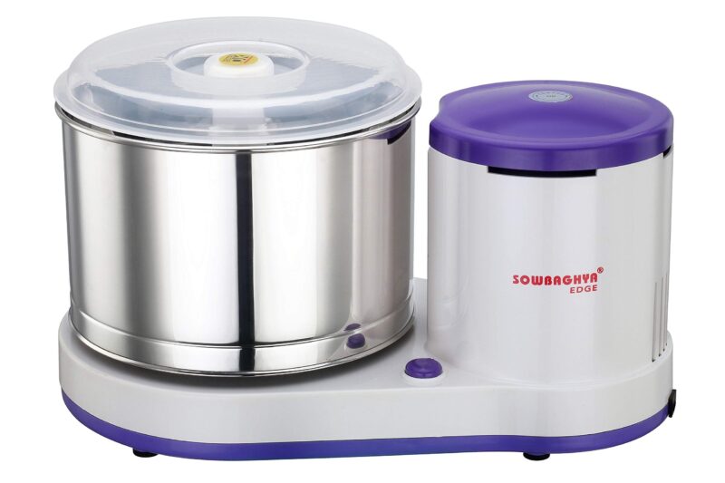 SOWBAGHYA Edge Wet Grinder 2 Litre -Blue Voilet Tabletop Design, Stainless Steel Drum, Compact & Silent - Powerful Motor, Idli Dosa Batter Machine for Home, 2 Yr Warranty, 1440 RPM