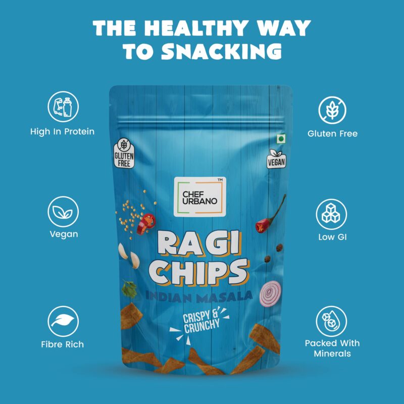 15x Chef Urbano Ragi Chips Indian Masala 85g each - Pack of 15 - Image 2