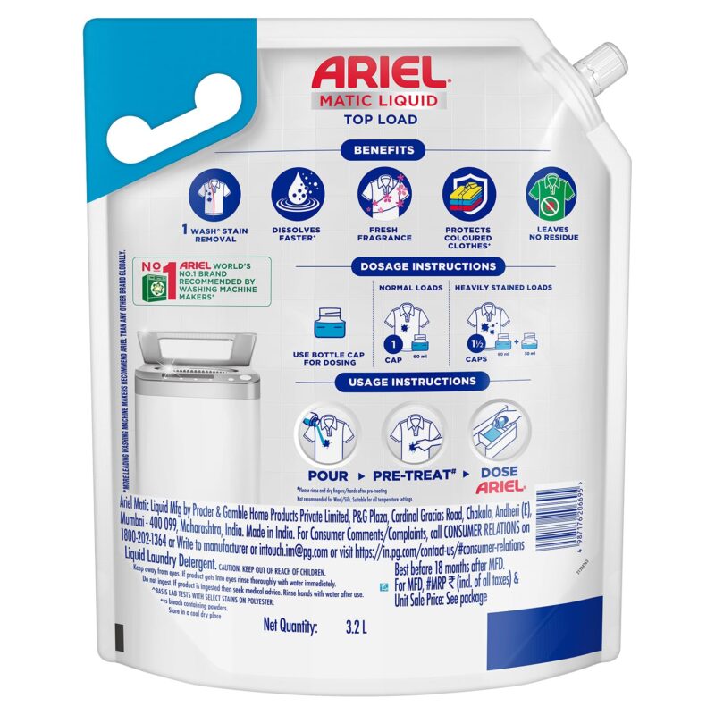 Ariel Top Load Matic Liquid Detergent 3.2 Ltr - Image 2