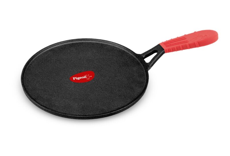 Pigeon by Stovekraft Pre-Seasoned Cast Iron Tawa 28 cm | Pre-Seasoned with 100% Vegetable Oil | Naturally Nonstick | High Pressure Casting | High Strength | Bring Back Nostalgic Taste | Toxin-Free