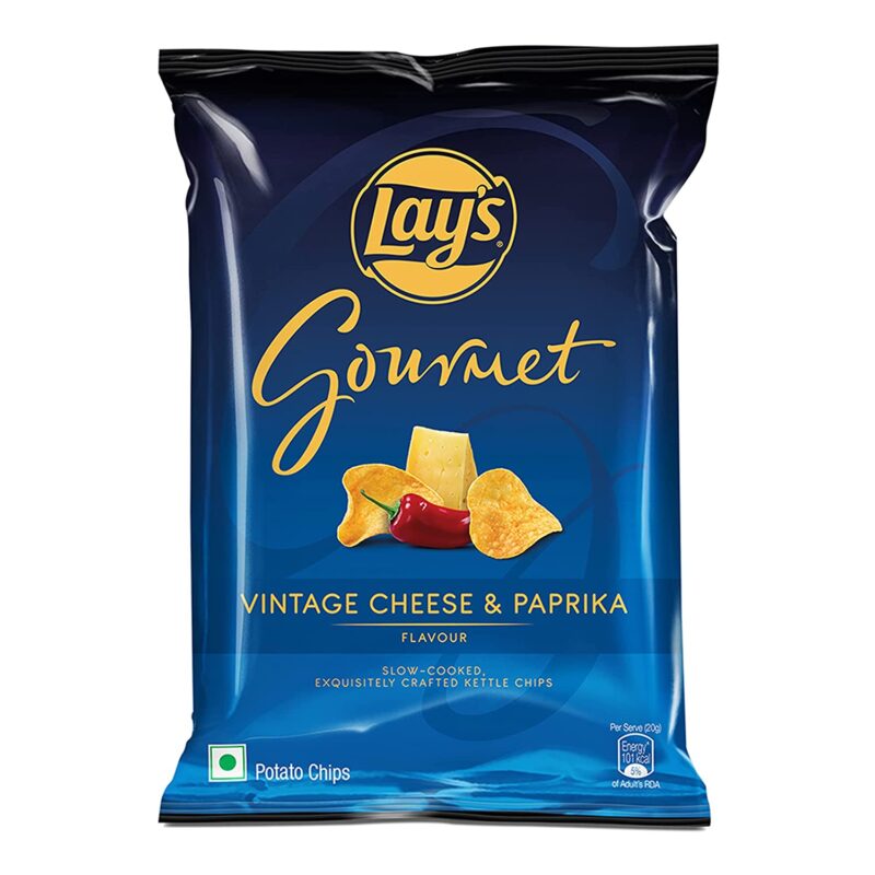 25x Lays Gourmet Kettle Chips - Vintage Cheese & Paprika flavour, Pack of 25 - 55g each