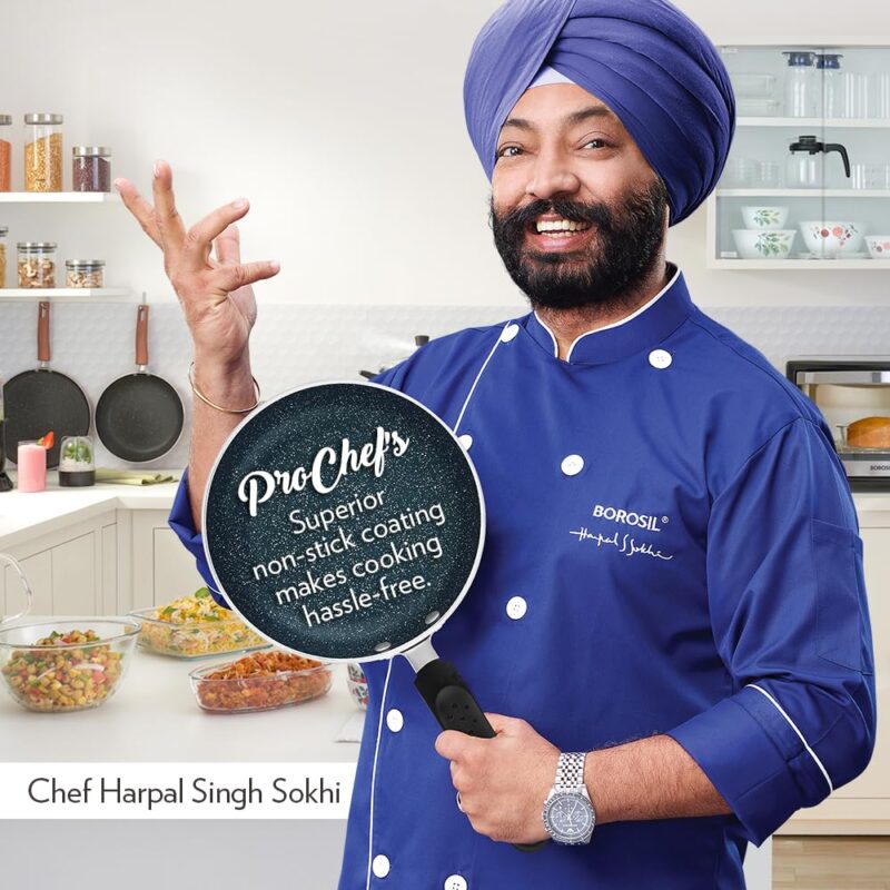 Borosil ProChef Non-Stick Mini Fry Pan 18 cm | Gas Stove Compatible, Thick Uniform Body for Even Heating | PFOA Free, Blue Exterior, Stir Frying Pan for Eggs, Cutlets, 1 Year Warranty - Image 3