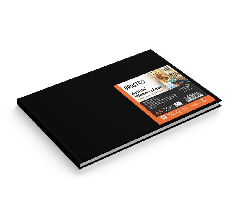 BRUSTRO Artist 25% Cotton Watercolour Stitched Bound Journal Cold Pressed, 200 GSM A5-30 Sheets - Image 3