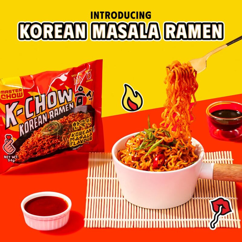 25x Masterchow K-chow Korean Masala Instant Ramen Noodles - 94g - Pack of 25 - Image 7