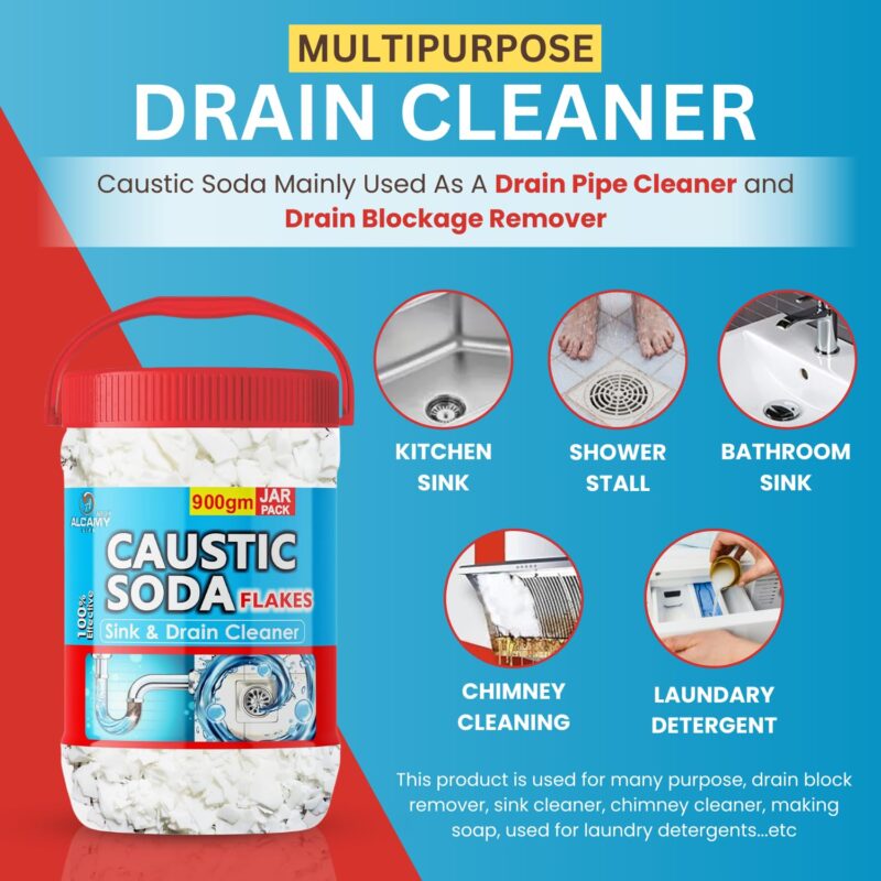 AAAL Caustic Soda Flakes 900gm (SUPER JAR PACK) Chimney Cleaner, Pure & Powerful Drain Cleaner - Image 8