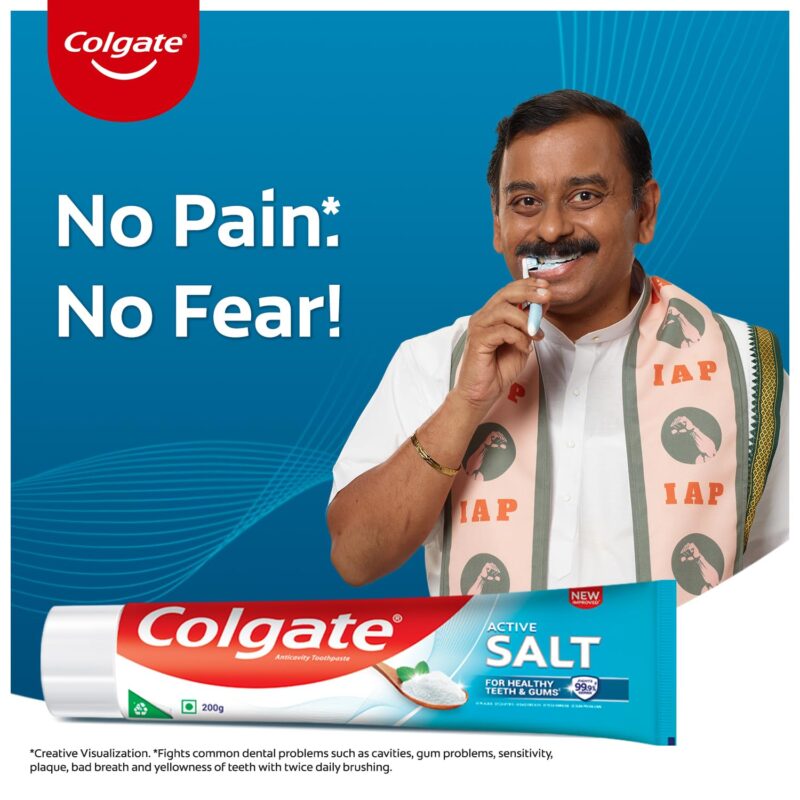 Colgate Active Salt Toothpaste, Daily Germ Protection, Combo Pack of 200g+100g, Toothpaste with Salt and Mint, Healthy Gums & Teeth, Tooth paste that Fights Germs & Provides Fresh Breath - Image 3