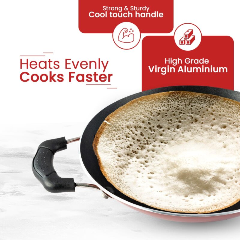 Blueberry's Appam Pan with Lid - High Grade Non Stick Coating Appam Maker/Appam Chatty/Appachatti with 6 Months Warranty - Image 3