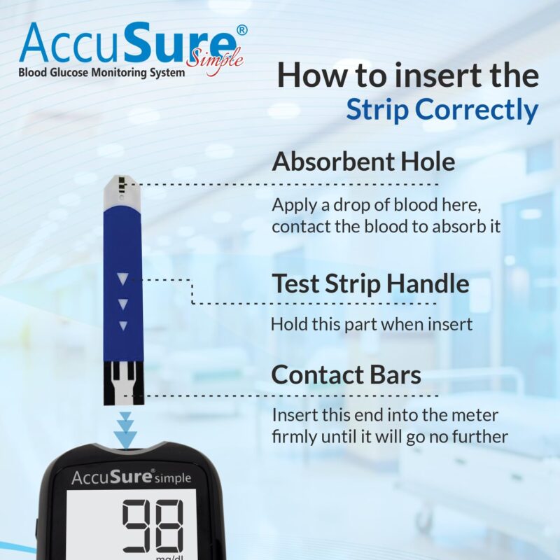 AccuSure Instant Digital Simple Glucometer Kit |with 25 Strips,10 Lancet,1 Lancing device for Accurate Blood Glucose Sugar Testing Machine - Image 4