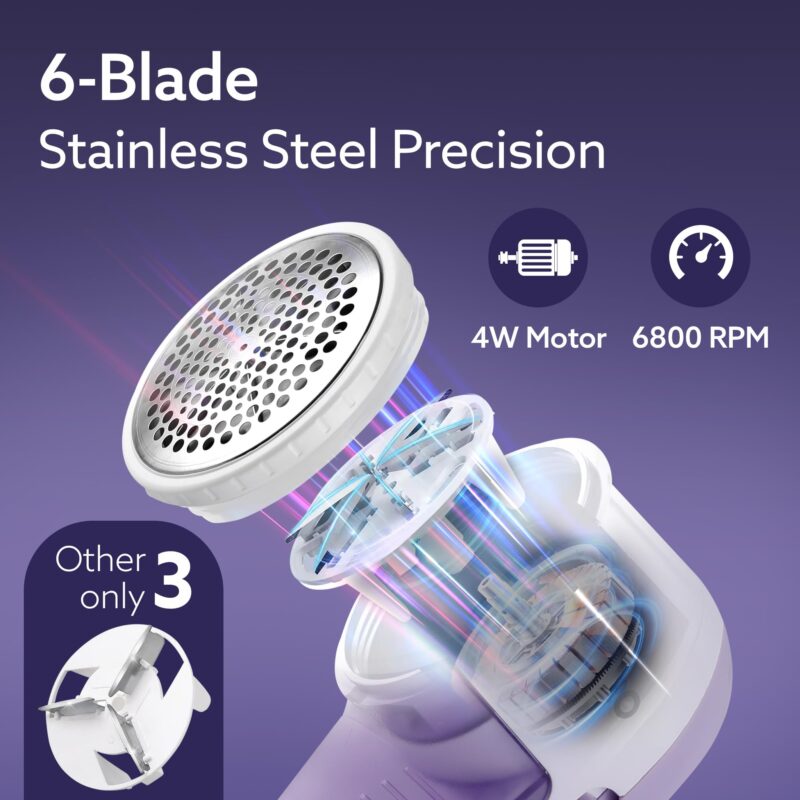 AGARO 2419 Lint Remover, Electric Fabric Shaver, Rechargeable, Stainless Steel Blades, Portable, Multi-Functional Fuzz Remover from Woollen Sweaters, Coat, Blankets, Jackets, Carpets, Burr Remover - Image 17