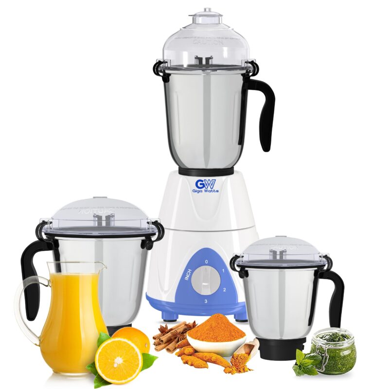 GIGAWATTS 1000W All-in-One Mixer Grinder Blender Heavy Duty Industrial Grade Electric Mixy, Three Stainless Steel Clip Jars with 3 Speed Control 21000 RPM (1 Year Warranty)