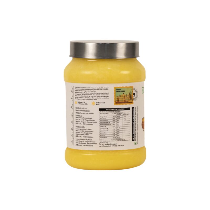 Barosi Premium Cow Ghee 1000 ml | 100% Pure | Danedar Texture | Rich In Good Fats And Antioxidants | Easy To Digest - Image 7