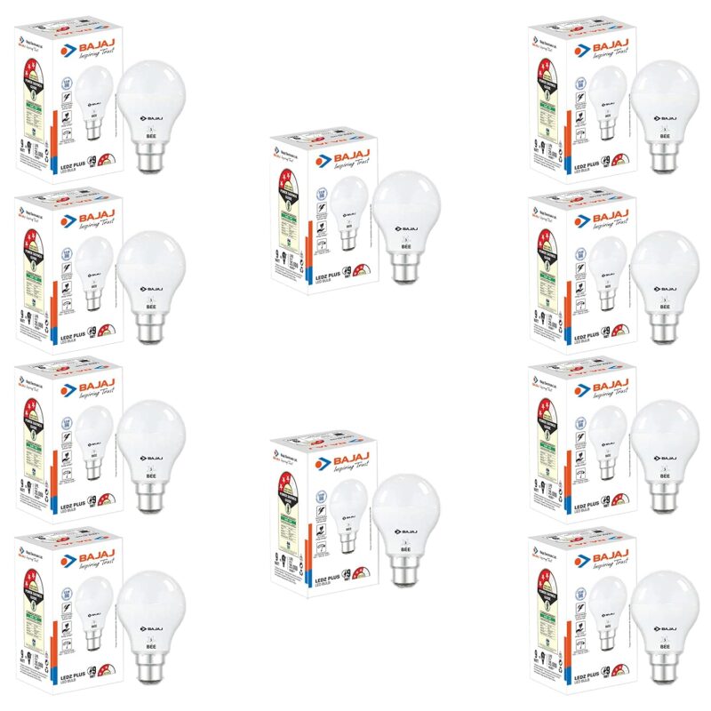Bajaj Ivora Hb Led Lamp 9W Cdl Cool Daylight | Energy Efficient | Environment Friendly | Ir, Uv Free | 3.5 Kv Surge Protection | Led B22 Bulb For Home | (Pack Of 10) | 1 Yr Warranty