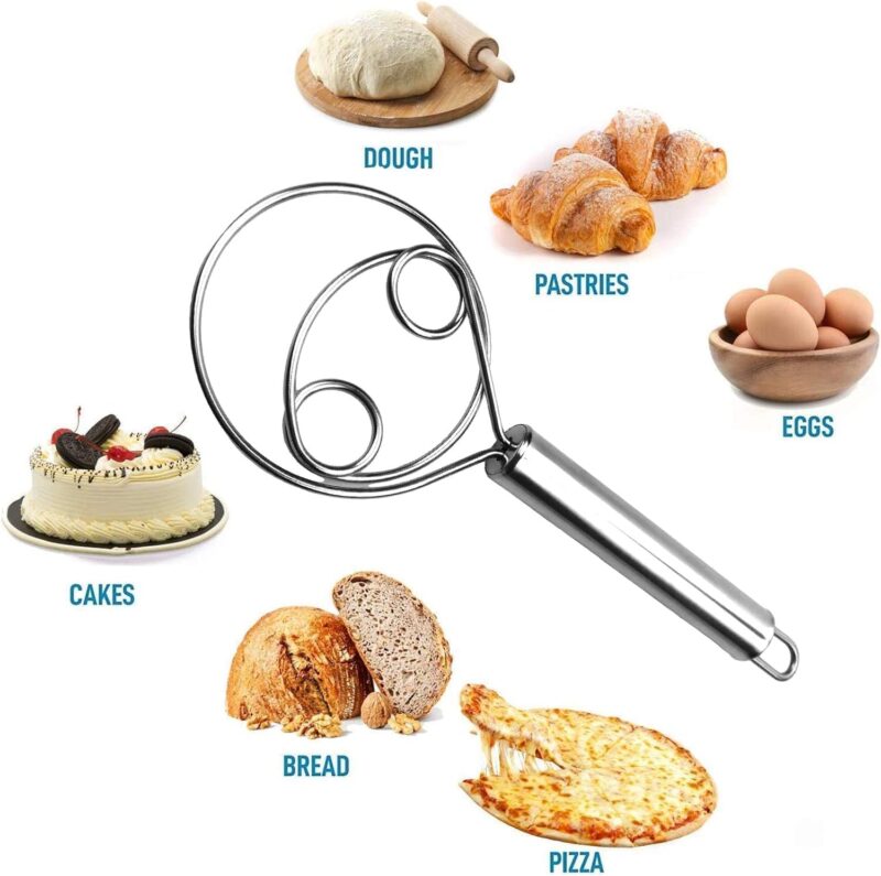 BEYOND BASIC Multifunctional Effortless Stainless Steel Dough Mixer with Hanging Hole Durable Time-Saving Mixing Stick Baking Tools Egg Beater for Home Kitchen Baking Accessories 1 Pcs - Image 4