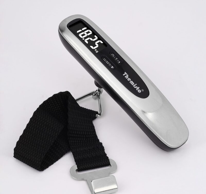 Themisto TH-WS11 Digital Luggage Scale with Target Value Setting (50kg), Silver