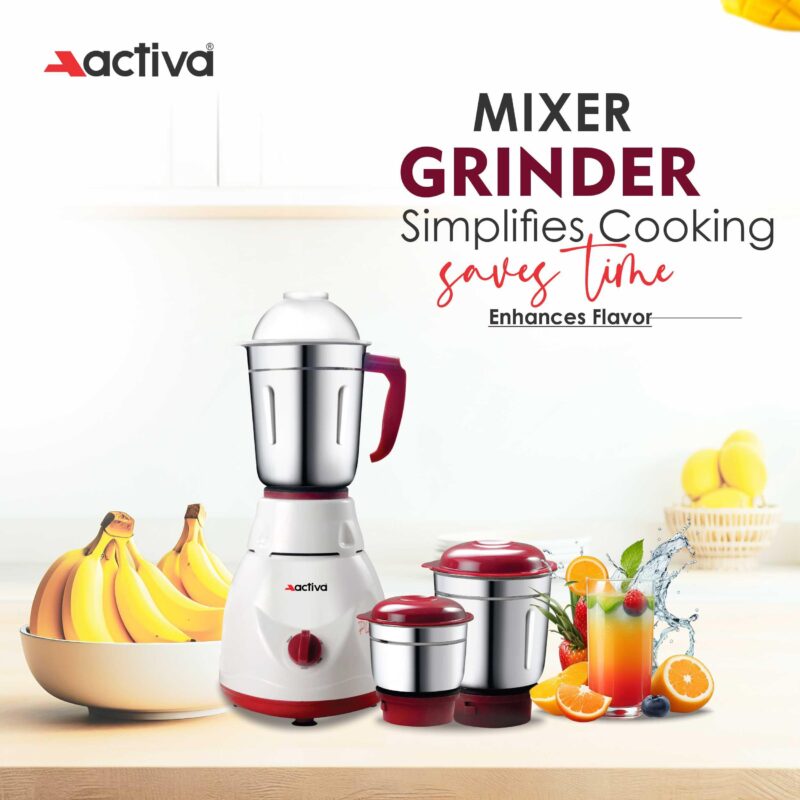 Activa Pluto Combo 500 Watt 3 Jar Mixer Grinder With Electric Dry Iron Come With 2 Year Warranty - Multicolor - Image 8