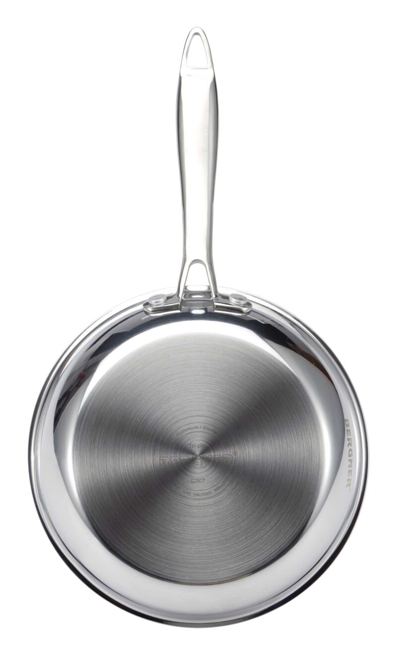 BERGNER Argent TriPly 20 cm Frypan/Steel Pan, Scratch Resistant, for Spice Tempering/Seasoning, Stay Cool Long Handle, Mirror Finish, Induction Ready, 5-Year Warranty by Bergner - Image 6