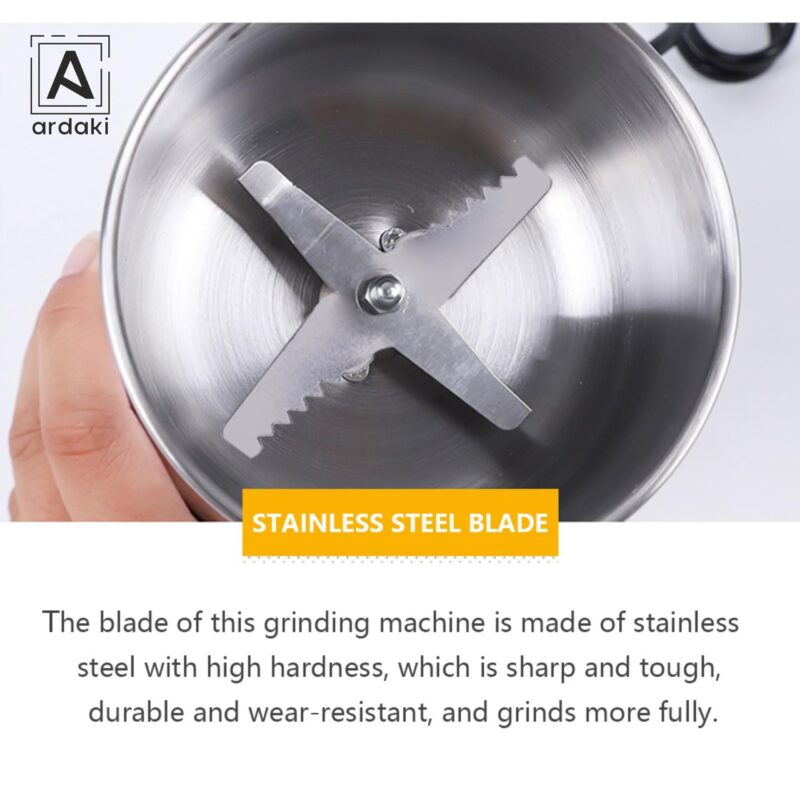 ARDAKI Grinder Machine for Kitchen Mixer Grinder Multi Functional Coffee Herbs Spices Nuts Grain Seasonings Spices Mill Powder Machine Stainless Steel Mixie for Kitchen (Mixer_Grinder_200) - Image 3