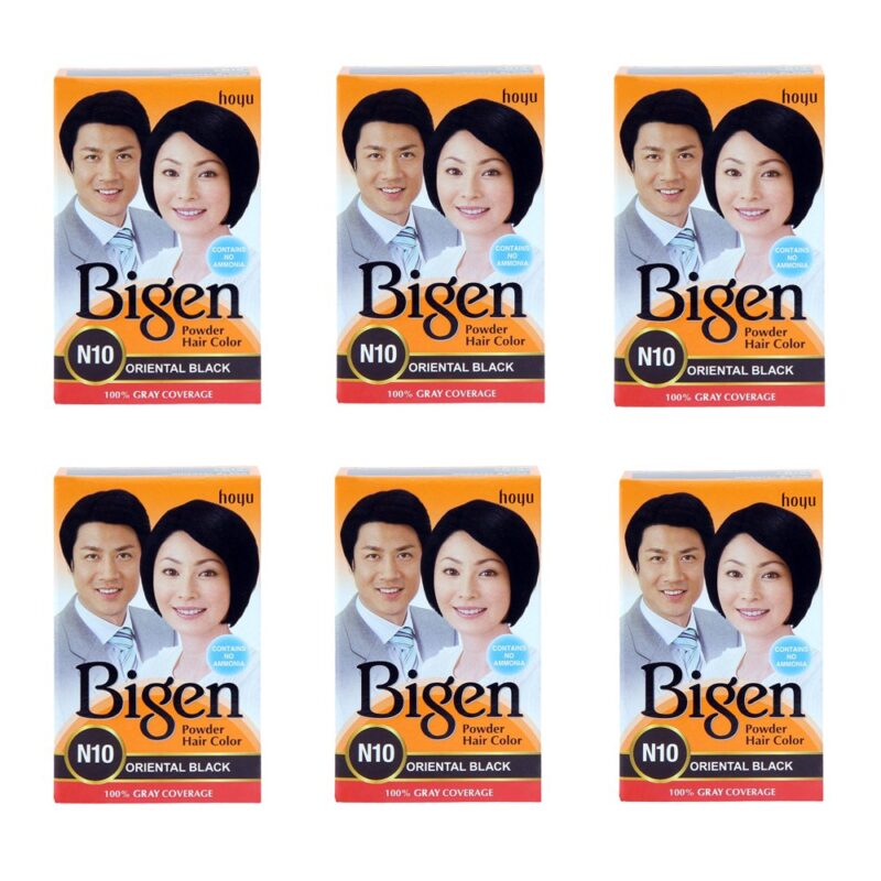 Bigen Powder Hair Color, Oriental Black N10 - Pack of 6 (Combo Set)