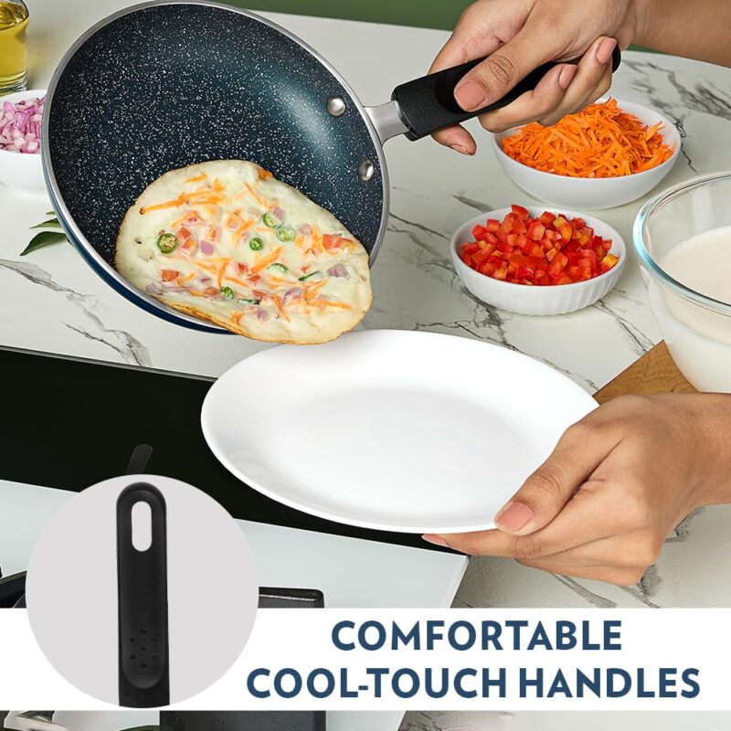 Borosil ProChef Non-Stick Mini Fry Pan 18 cm | Gas Stove Compatible, Thick Uniform Body for Even Heating | PFOA Free, Blue Exterior, Stir Frying Pan for Eggs, Cutlets, 1 Year Warranty - Image 6