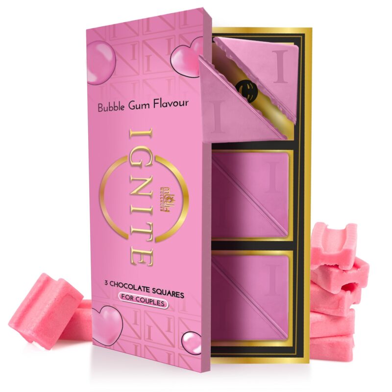 Ignite Chocolate Bars - Premium Bubblegum flavor Chocolate Squares for Couples - Vegetarian - Crafted with Epimedium and Maca Root for a Delightful Experience - Ideal for Men & Women