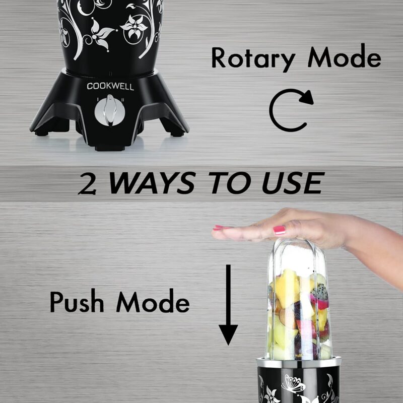 Cookwell Bullet Mixer Grinder (5 Jars, 3 Blades, Black) - Copper, 600 Watts - 2 Year Warranty - Image 5