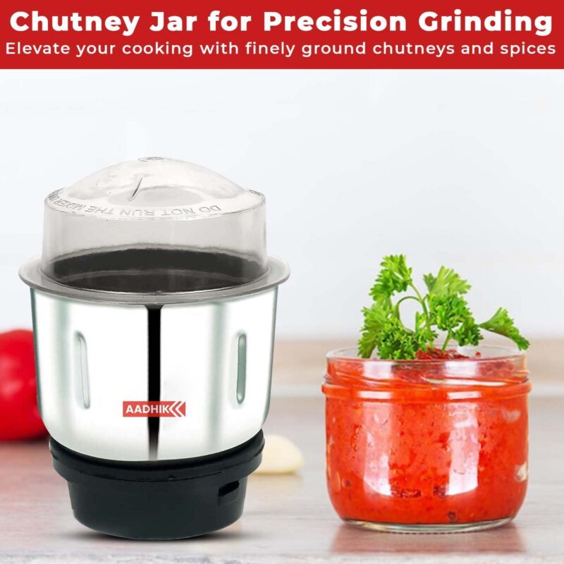 AADHIK Mixer Jar 400 ml Chutney Jar, Quality Stainless Steel Blades, Suitable for All mixer Grinder With 4 Teeth Lock- Pack Of 1 - Image 7