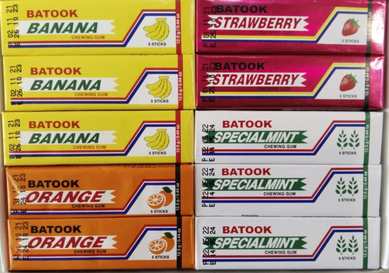 Batook Chewing Gum Variety Pack of Mix Flavours 5 Orange,5 Special Mint,5 Strawberry,5 Banana (20 X 12.5g), 250g - Image 9