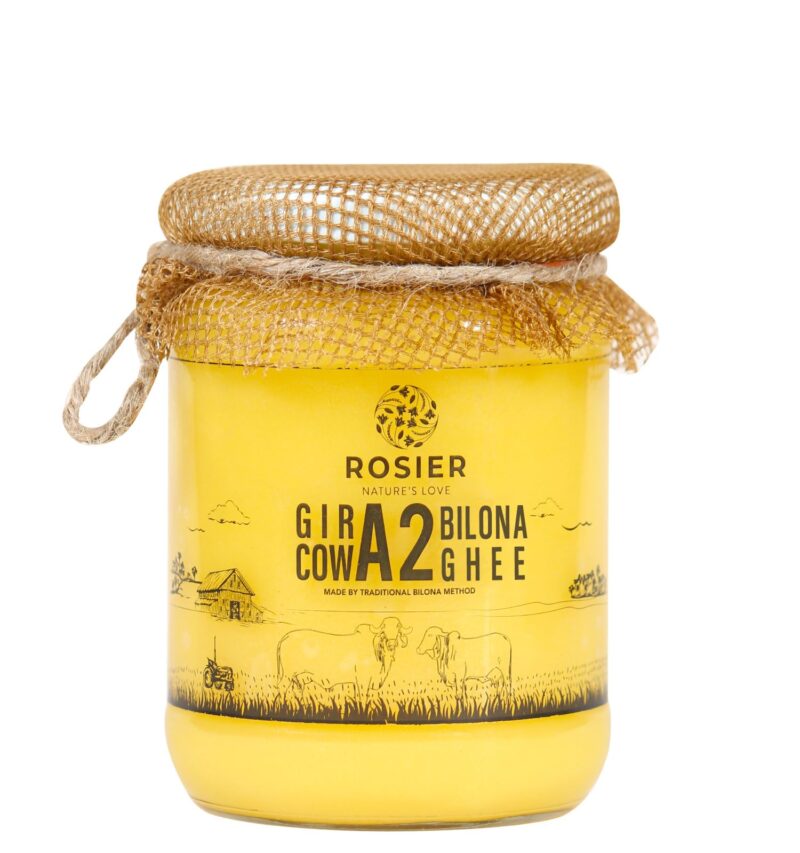 ROSIER A2 Gir Cow Ghee (500 ml) | Traditional Bilona Method A2 Cow Ghee | Grassfed, Pure and Healthy Desi Cow Ghee (Glass Bottle - 500 ML)