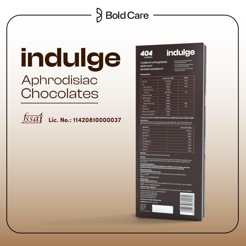 Bold Care Indulge Aphrodisiac Chocolate (60 gms) | Rich dark chocolate for improving mood & vitality | Created with Ashwagandha & Maca Root - Image 3