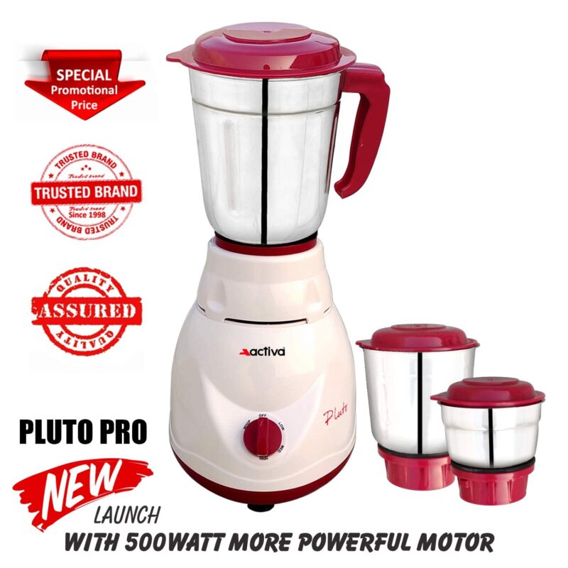 ACTIVA Pluto Pro Mixer Grinder 500W | 3 Jars | comes with 2 Year Warranty - Image 9