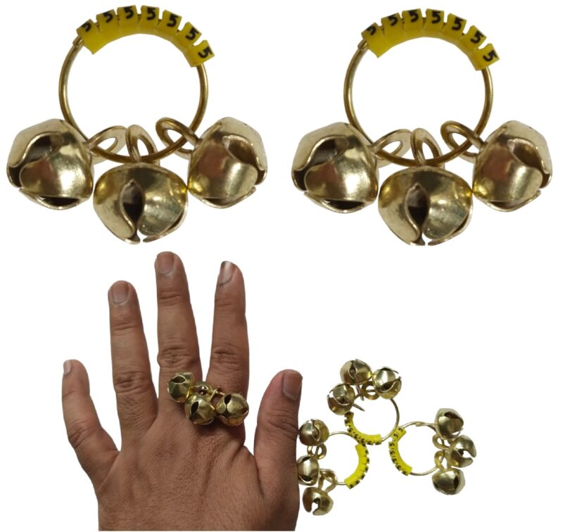 (Big Size, High Sound) Classy Looks Ghungroo Bells Finger Clapping Ring Yellow Kadi (Non Brass) Home Temple Pooja Aarti Bhajan Ganapati Ganesh Navratri Festivals Musical Gifting Goddess Chiming (2) - Image 7