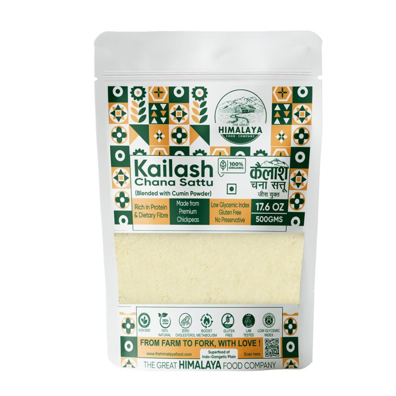 Great Himalaya Chana Sattu (500gm) | Blended with Roasted Cumin Powder |100% Natural and Authentic Whole Bengal Gram Flour | Rich in Protein & Fiber