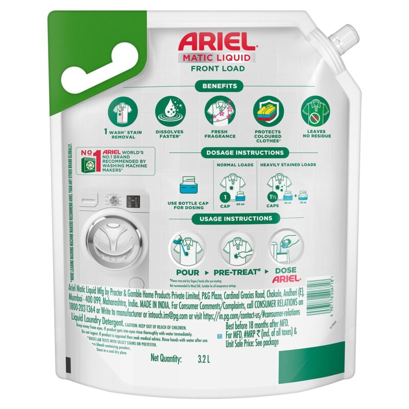 Ariel Front Load Matic Liquid Detergent 3.2Ltr - Image 2