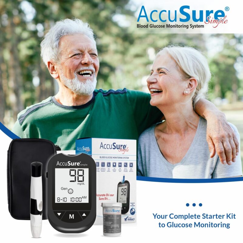 AccuSure Instant Digital Simple Glucometer Kit |with 25 Strips,10 Lancet,1 Lancing device for Accurate Blood Glucose Sugar Testing Machine - Image 5