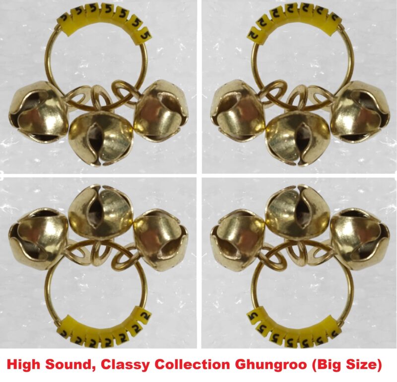 (Big Size, High Sound) Classy Looks Ghungroo Bells Finger Clapping Ring Yellow Kadi (Non Brass) Home Temple Pooja Aarti Bhajan Ganapati Ganesh Navratri Festivals Musical Gifting Goddess Chiming (2) - Image 4