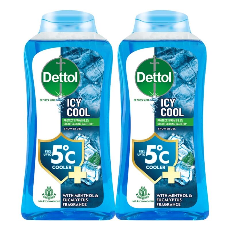 Dettol Body Wash and Shower Gel for Women and Men, Cool (Pack of 2 - 250ml each) | Soap-Free Bodywash | 12h Complete Odour Protection