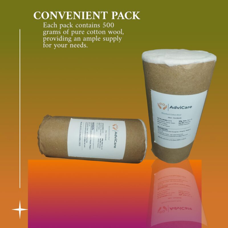 AdviCare Absorbent Pure Cotton Wool for Multipurpose use,Cotton Wool can use for First-Aid, Clinical Use, Makeup Remover, Salon, Beauty Baby care & art and Craft pack of 500gms -White - Image 5