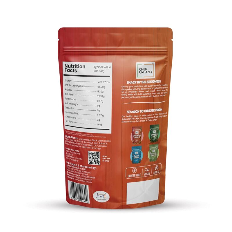 15x Chef Urbano Quinoa Chips Piri Piri - 85g each - Pack of 15 - Image 2