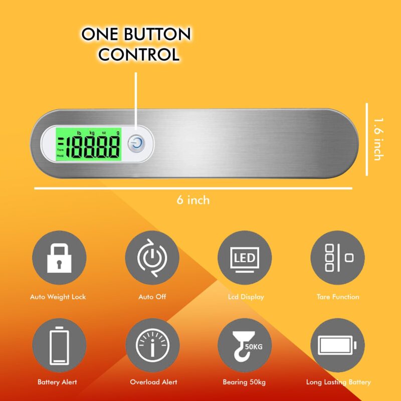 Billebon Weighing Scale for Luggage with LCD Display. 50kg Weighting Scale Limit Weighing Machine Suitable for Flights and Travel Bags - Image 6