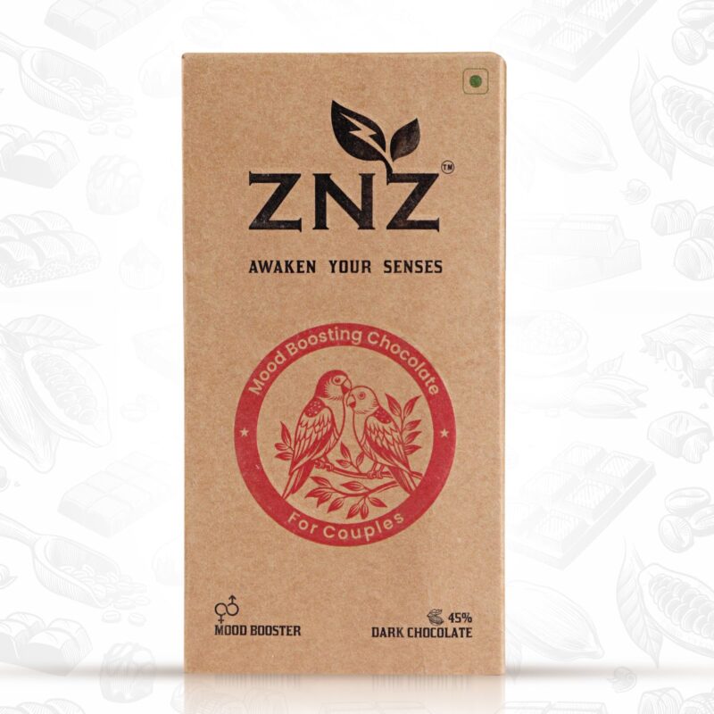 ZNZ Premium Dark Chocolate for Uplifting Mood & Wellness | Vegan & Gluten-Free Delight | Valentine's Gift for Men & Women | Ideal for Couples | Vegan and Guilt free Delight | 60g (Pack of 1)
