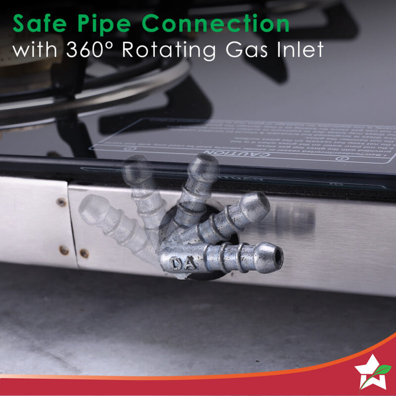 Duralife Slim Glass Cooktop 4 Burner | Heavy Duty Pan Support | Dual Locking System | Easy Grip Sleek Knobs | Brass Burner | Round Stainless Steel Drip Tray | 2 Years Warranty on Glass and Product - Image 6