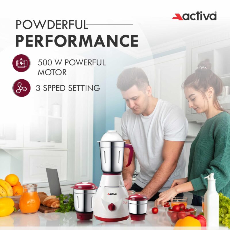 Activa Pluto Combo 500 Watt 3 Jar Mixer Grinder With Electric Dry Iron Come With 2 Year Warranty - Multicolor - Image 4