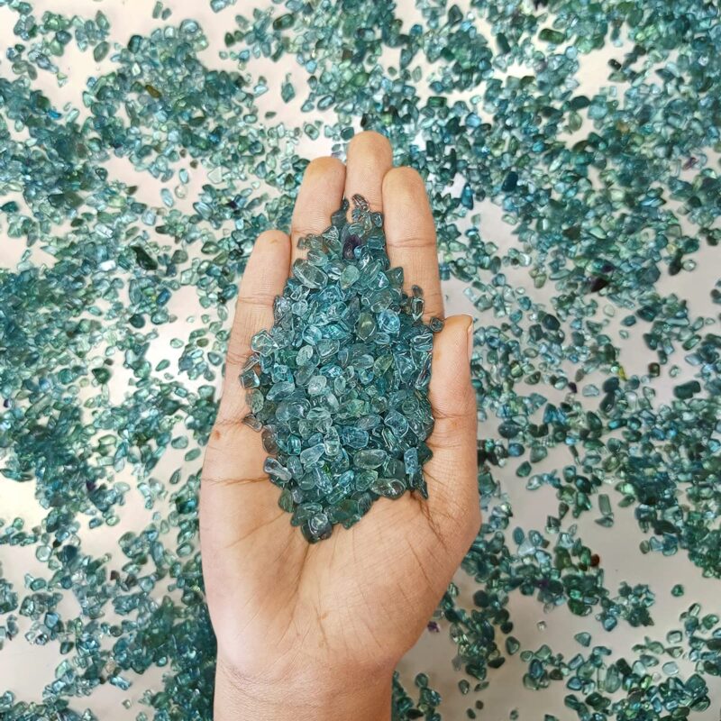 9Dzine Healing Crystal Chips for Vastu Natural Blue Apatite Stone 50 Gm Blue Apatite Crystal Stone Chips Dust Raw Rough Stone for Reiki Healing Meditation - Image 7