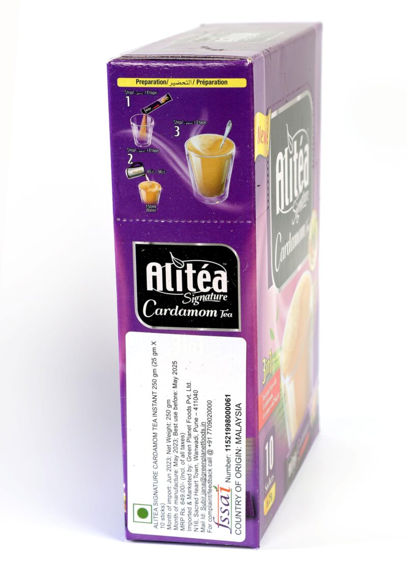 Alitea Signature Cardamom Tea 250g (10 Sachets), Instant Chai Premix - Natural Ingredients, Convenient, GMO-Free - Image 4