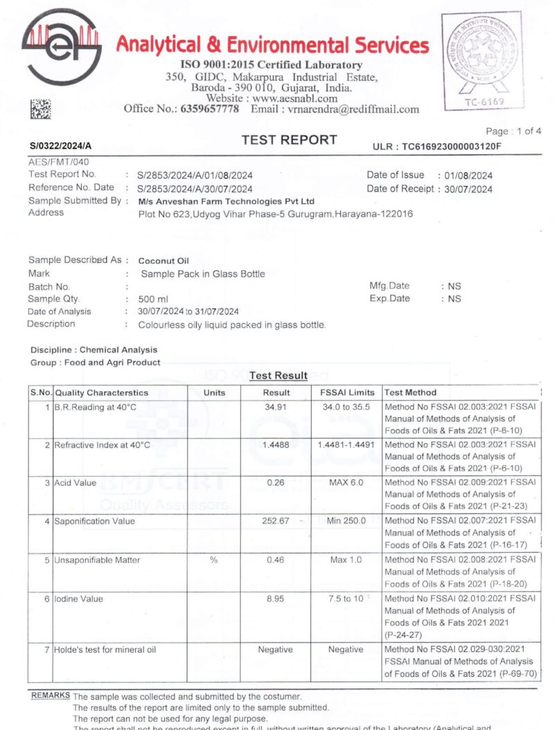 Anveshan Wood Pressed Coconut Oil - 1 Litre | Glass Bottle | Kolhu/Kacchi Ghani/Chekku | Natural | Chemical-Free | Coconut Oil for baby massage | Cold Pressed Coconut Oil for Cooking. - Image 6