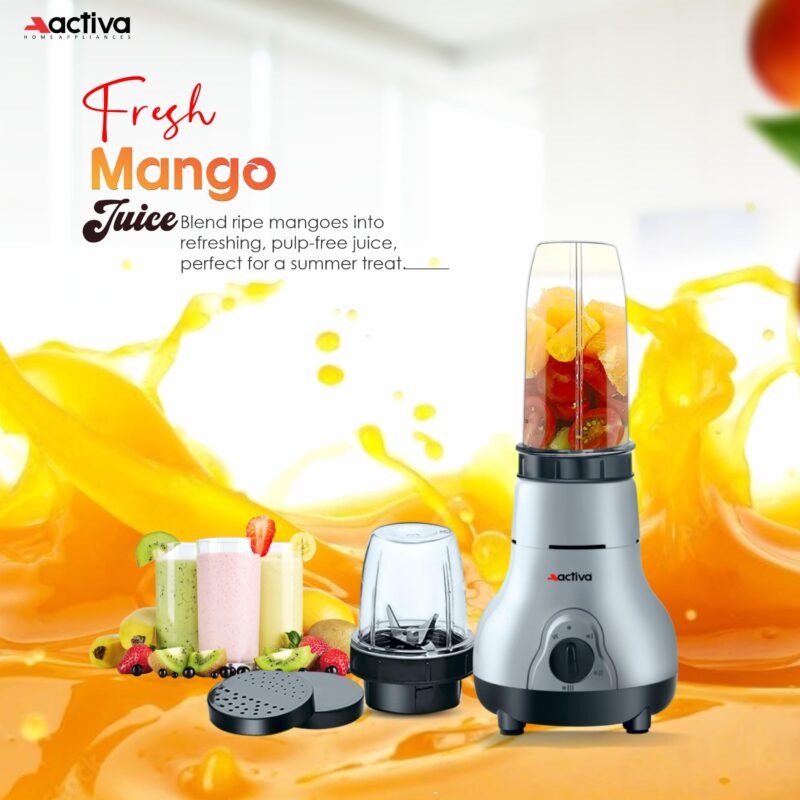 ACTIVA Easy Mix Nutri 2 Jar Mixer Grinder Powerful 500 Watt Motor | Long Lasting Shock Proof Abs Body | Heavy Duty Motor With Nano - Grinding Technology, Black come with 2 year warranty - Image 9